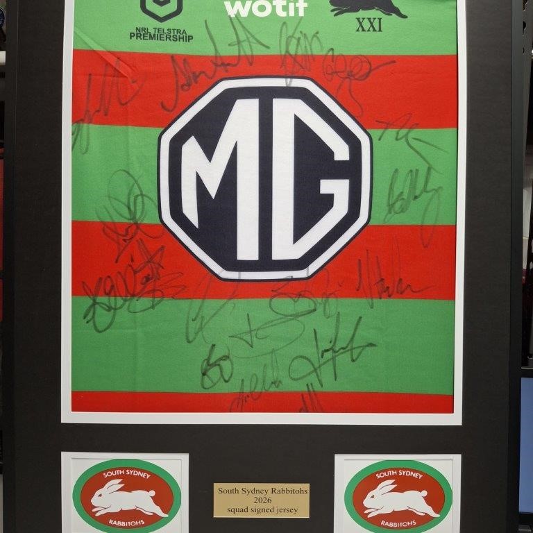 SOUTH SYDNEY RABBITS 2026 SQUAD SIGNED & FRAMED JERSEY