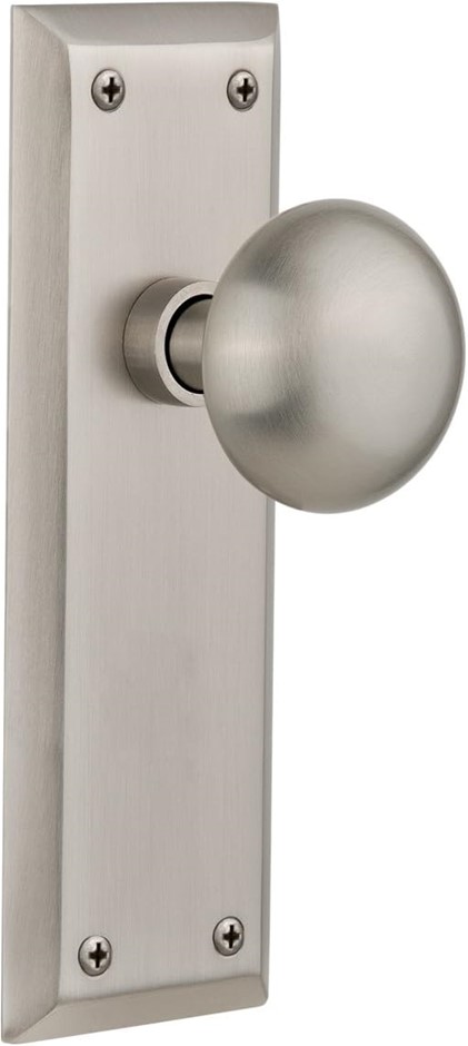 NOSTALGIC Warehouse 709383 New York Plate Passage New York Door Knob in Sat