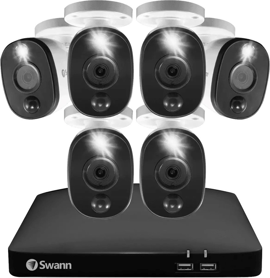 SWANN 1080p 6 Camera DVR Kit with 6 Warning Light.