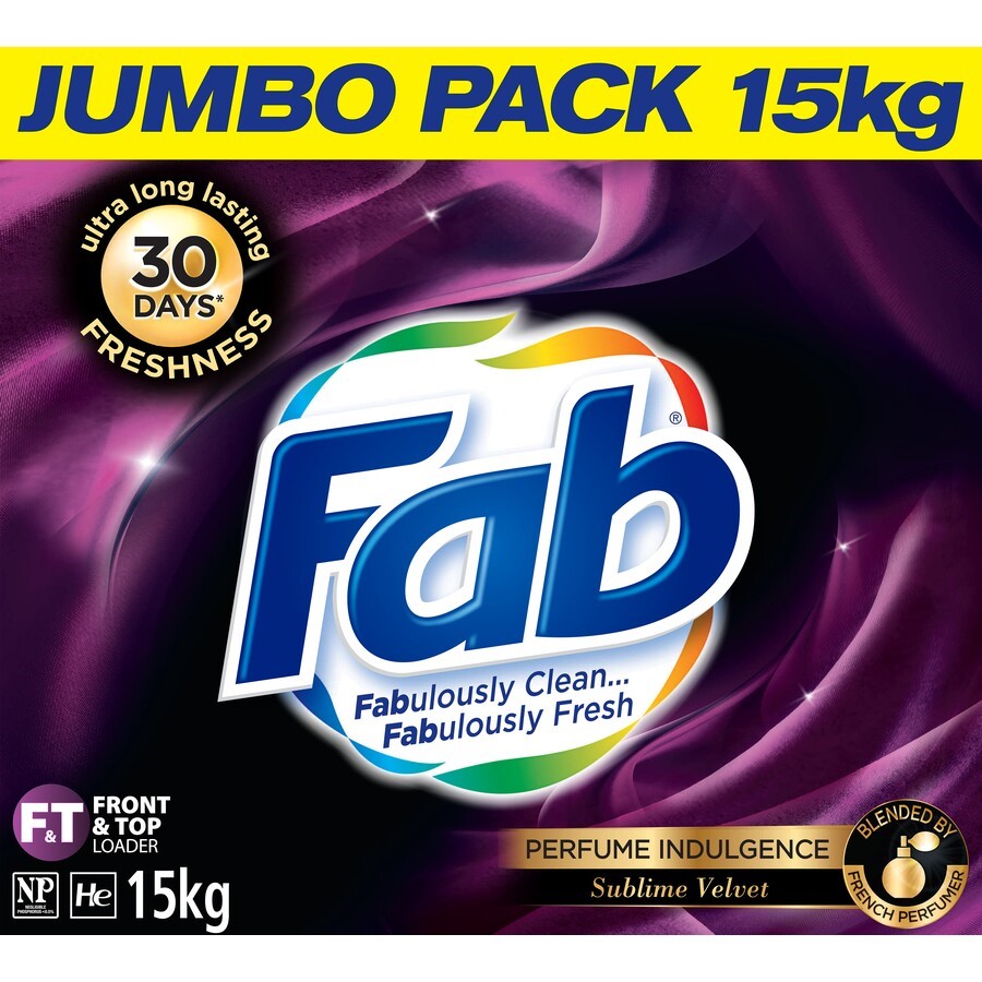 FAB Jumbo Pack Perfume Indulgence Sublime Velvet Laundry Detergent Powder,