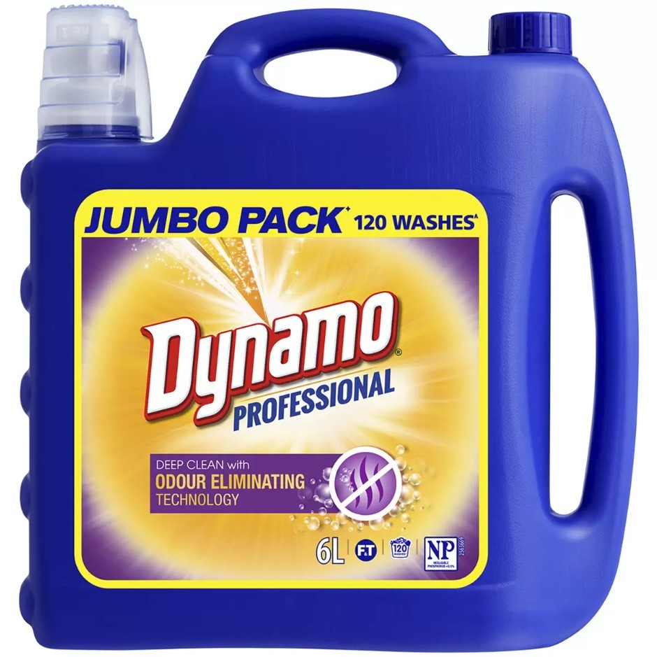DYNAMO Professional Odour Eliminating Laundry Liquid, 6L. N.B: Clear cap is