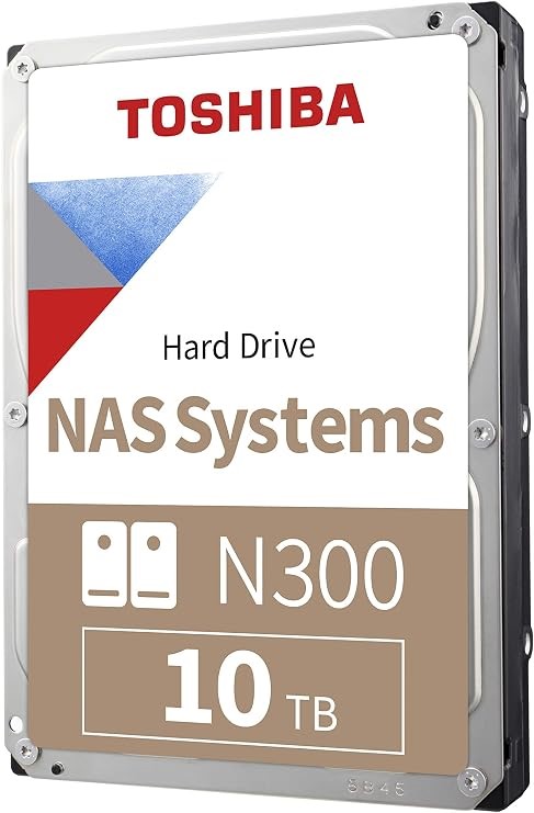 Toshiba N300 10TB NAS 3.5-Inch Internal Hard Drive - CMR SATA 6 Gb/s 7200 R