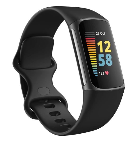 FITBIT Charge 5+ Premium Fitness Tracker, Black & Graphite Stainless Steel.
