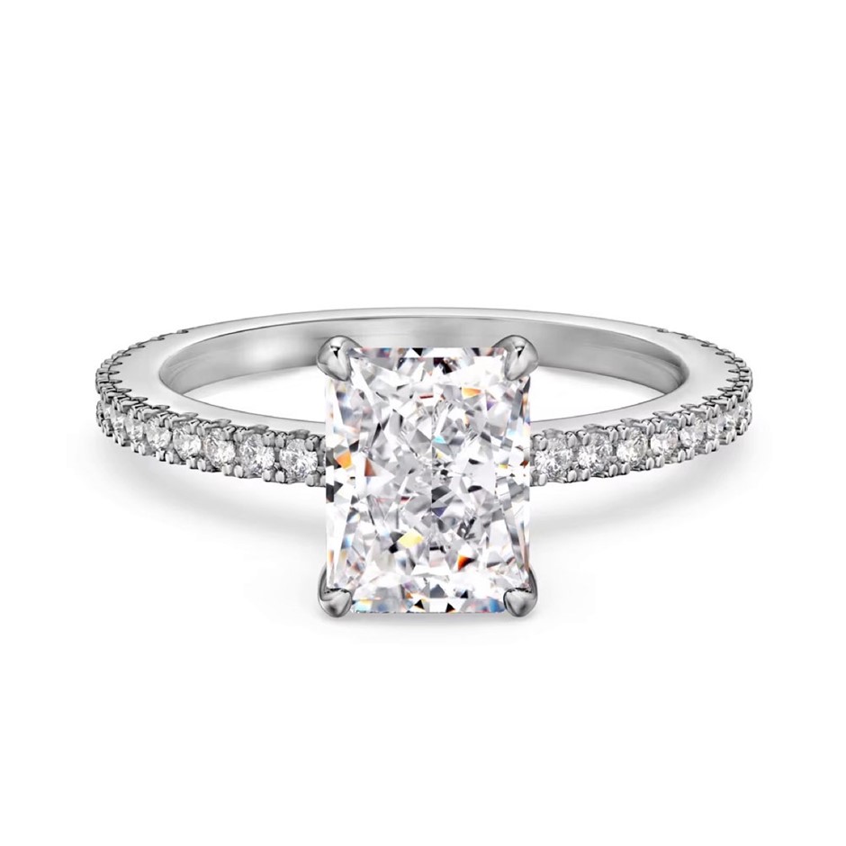 2ct Rectangle 8A Cubic Zirconia 925 Sterling Silver Ring - Size 6