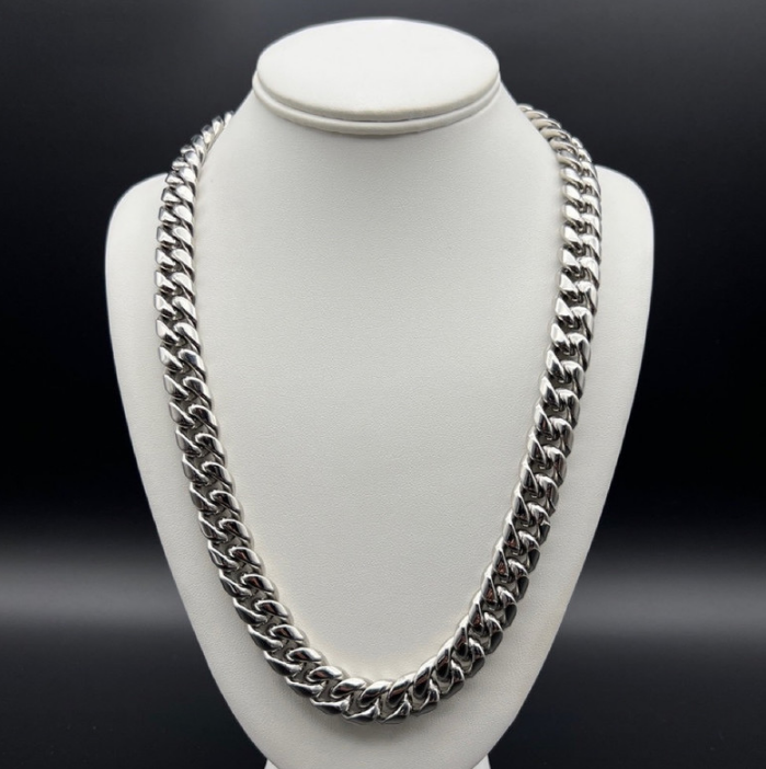 Silver-Filled Cuban Chain Necklace, 14MM Wide - 60.9cm