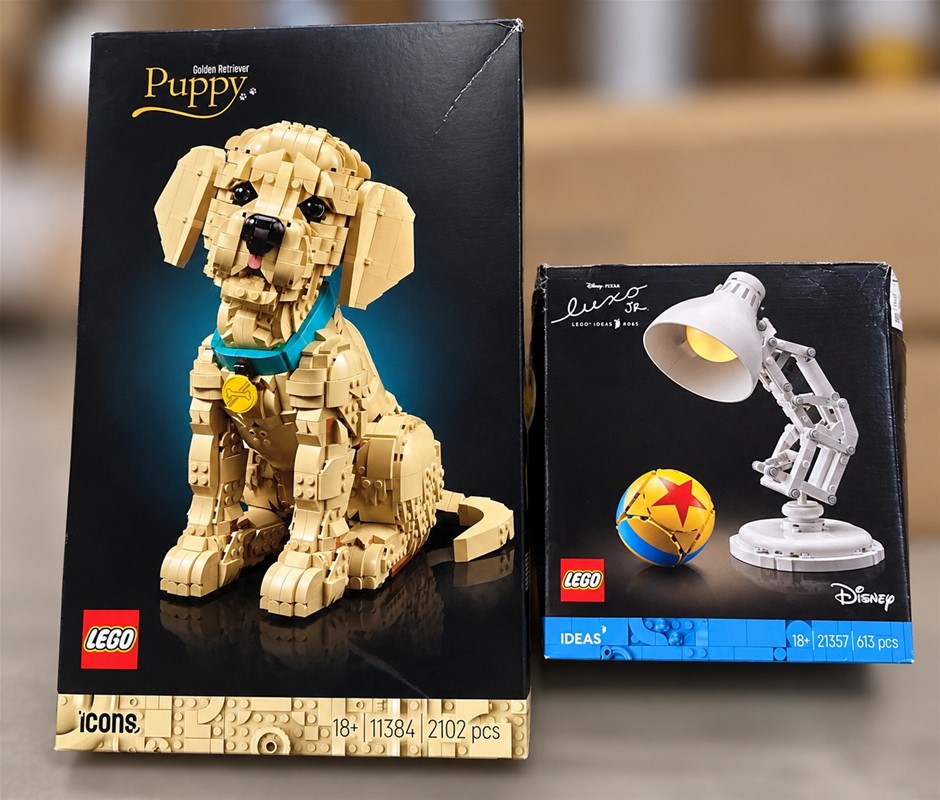 LEGO Icons Golden Retriever Puppy 11384 & Disney Pixar Luxo Jr. 21357 NB: o