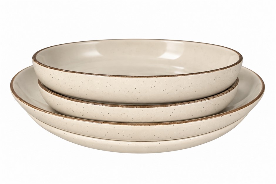 OVER&BACK Options 4 Piece Dinner Plates, Assorted, Stoneware NB: minor chip
