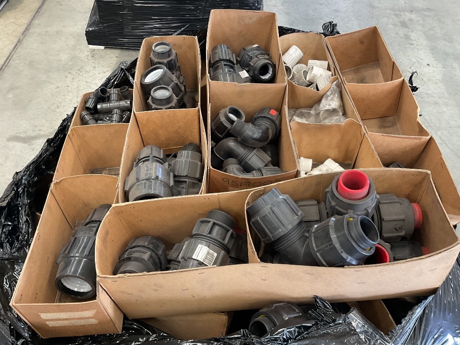 Pallet of Assorted Pipe Fittings and Compression Couplings