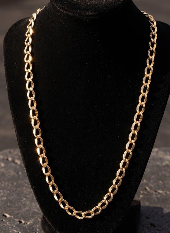18k Italy Stamped Yellow Gold Bonded Chain-Quality Guarantee-60cm-Bonus