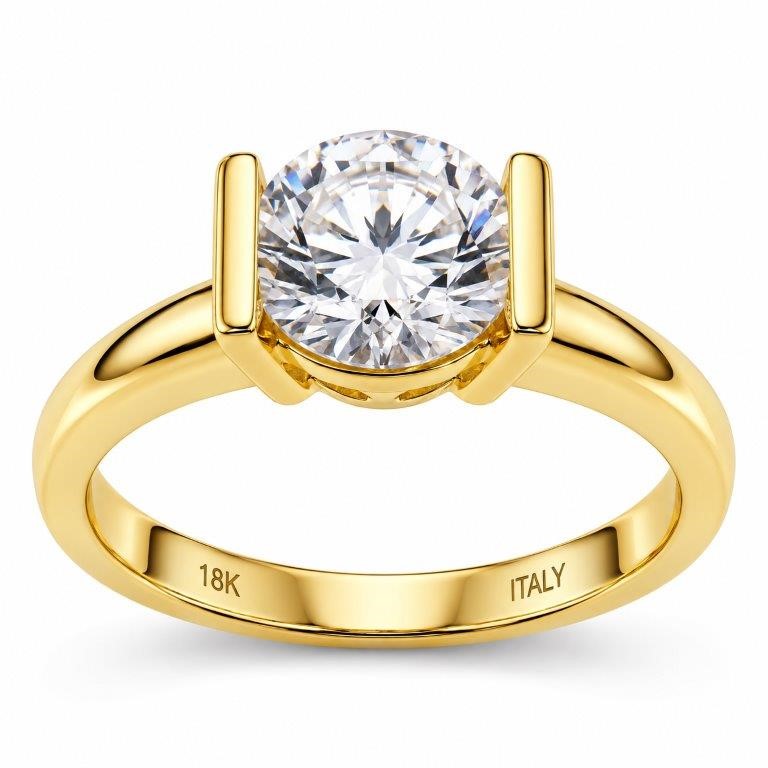 18K/ITALY Yellow Gold BondedRing -Quality Guarantee-8 US-Bonus Gift