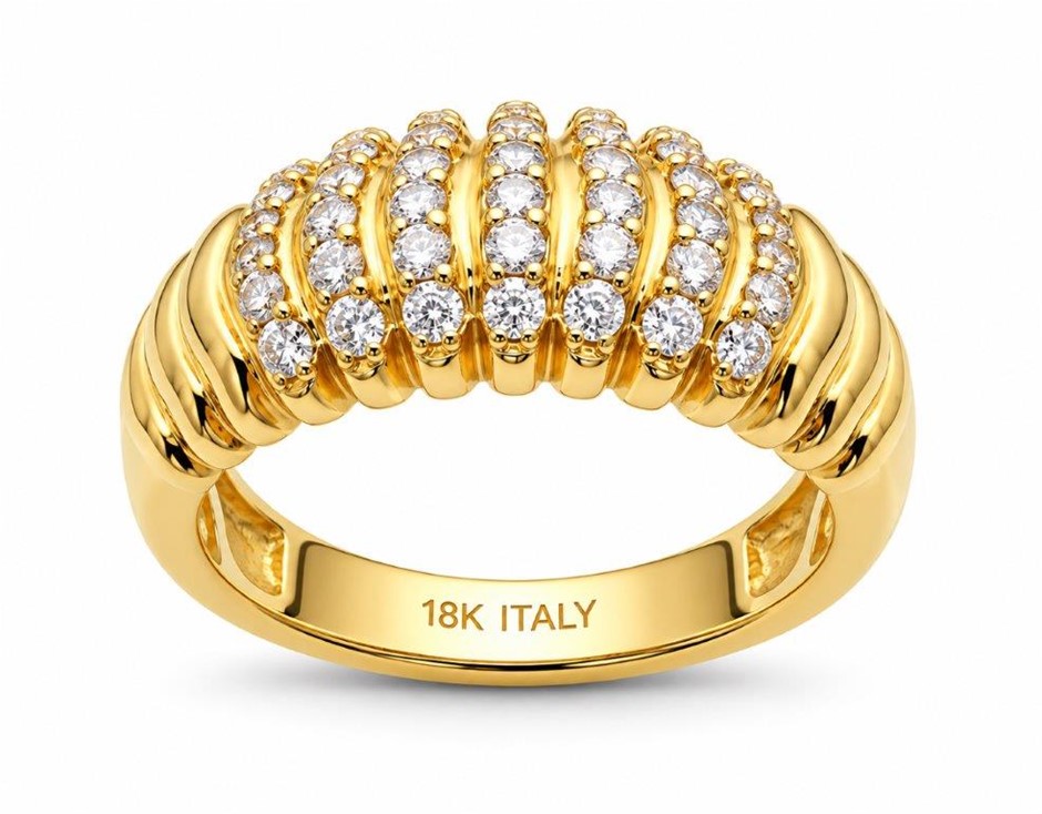 18K/ITALY  Yellow Gold BondedRing -Quality Guarantee-10 US-Bonus Gift
