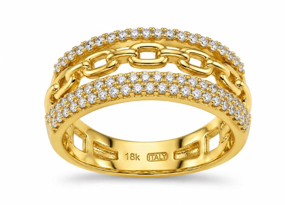 18K/ITALY Yellow Gold BondedRing -Quality Guarantee-8 US-Bonus Gift