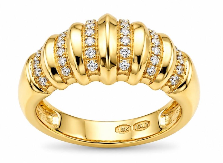 18K/ITALY  Yellow Gold BondedRing -Quality Guarantee-8 US-Bonus Gift