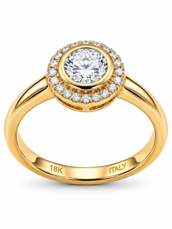 18K/ITALY  Yellow Gold BondedRing -Quality Guarantee-6 US-Bonus Gift