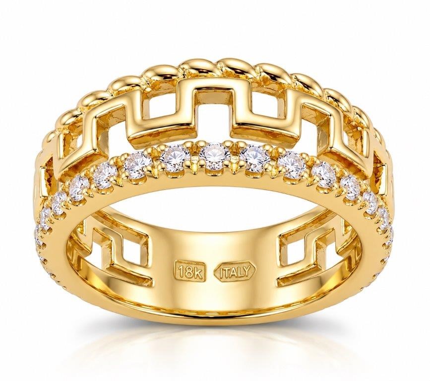 18K/ITALY  Yellow Gold BondedRing -Quality Guarantee-9 US-Bonus Gift