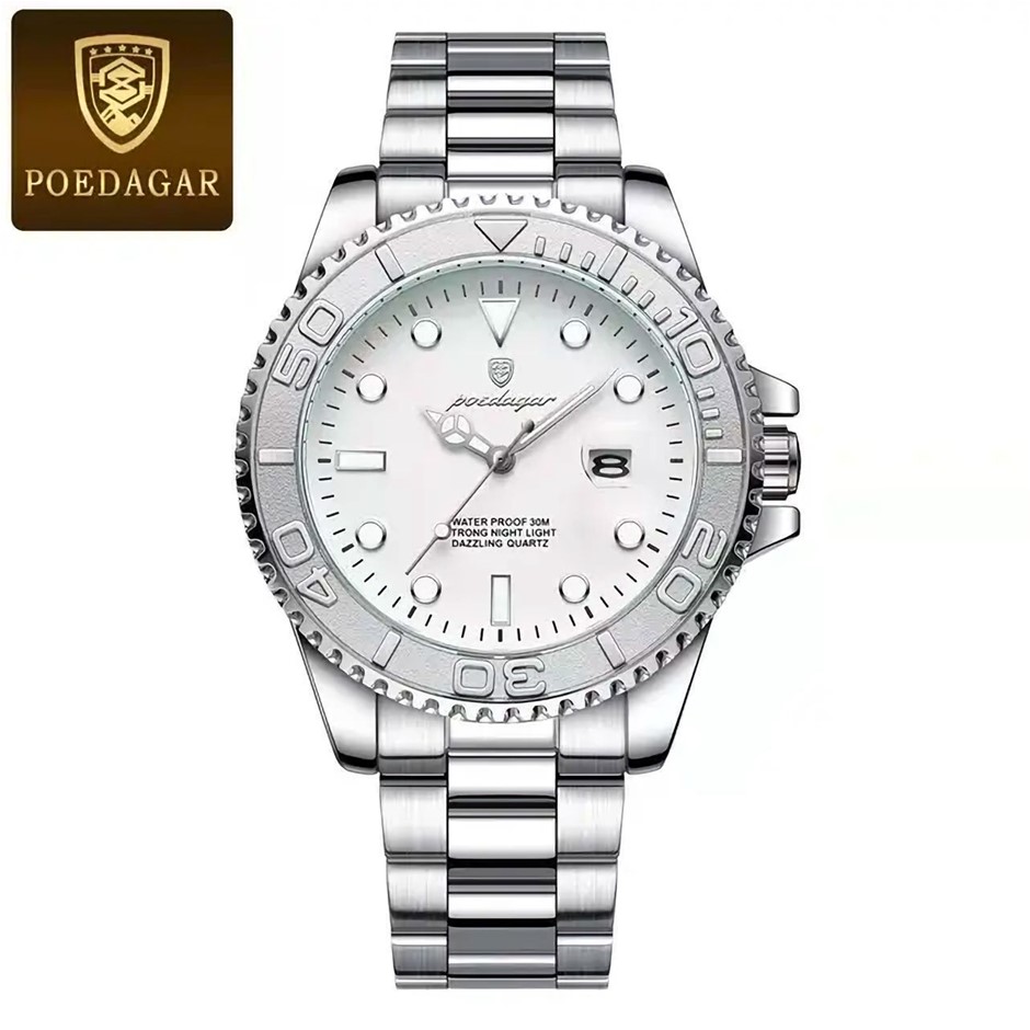 NEW POEDAGAR Luxury SS Sporty Men's Watch