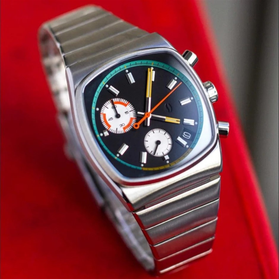 NASIR Square Silver Blue SS Ladies Quartz Watch.