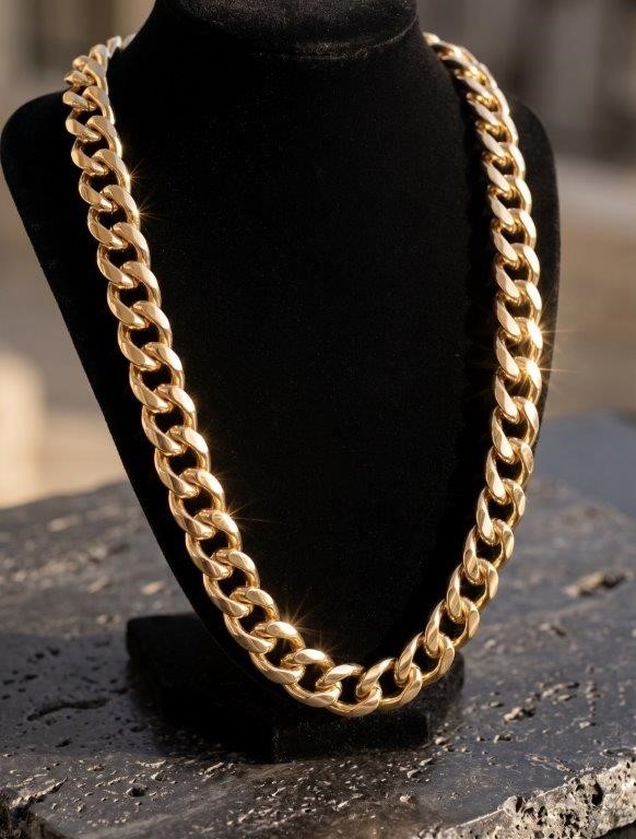18K/Italy Stamped Rose Gold Filled Cuban Chain -60MM-8mm