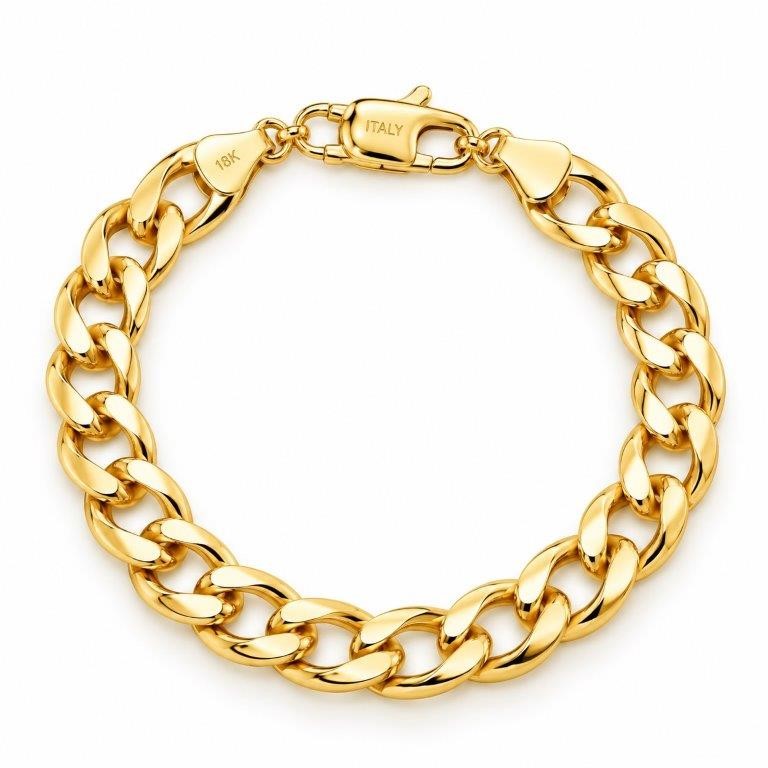 18k Italy Stamped  Yellow Gold Bonded Bracelet-Quality Guarantee-20cm