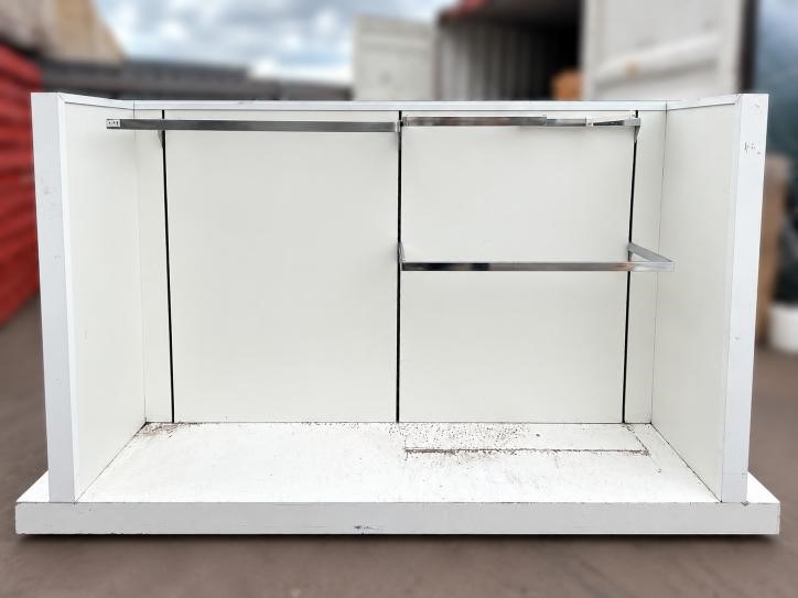 Large White Retail Display Cabinet with Stainless Steel Hanging Rails, 2,40