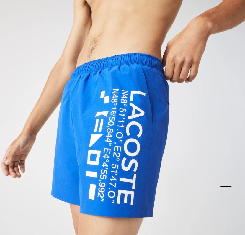 Lacoste Men's Active Sailing Swim Short, Blue, Large