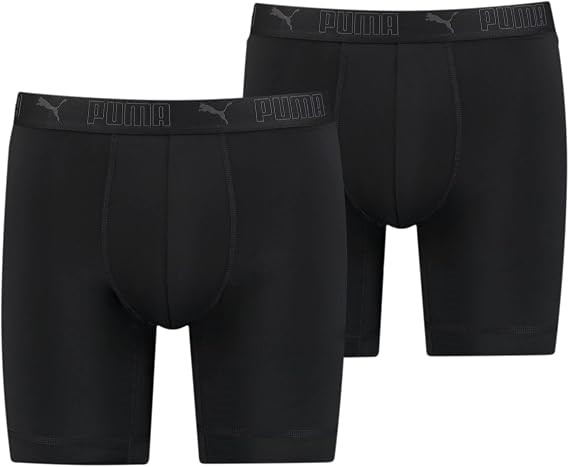 PUMA Men's Sport Microfiber Boxer 2 PACK, Black, Large