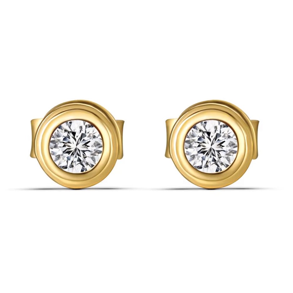 0.1ct Round Lab Created Moissanite 14KGP 925 Silver Earrings
