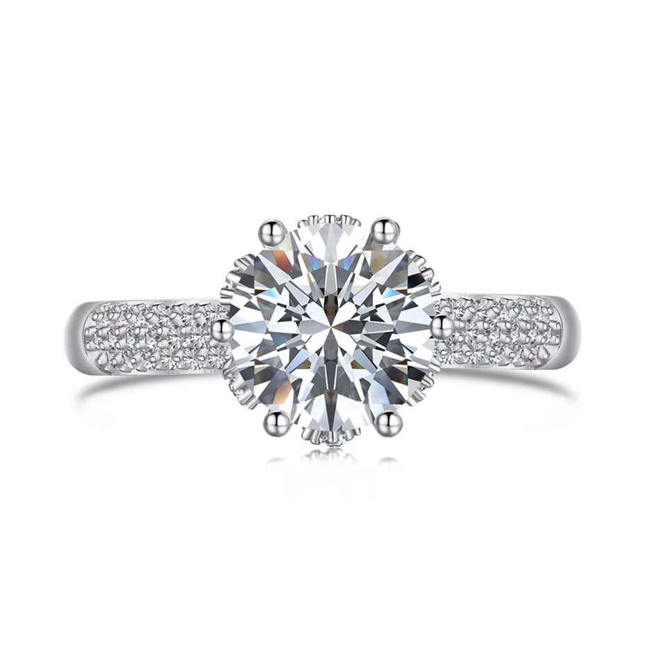 2.0ct Round Lab Created Moissanite 925 Sterling Silver Ring - Size 8