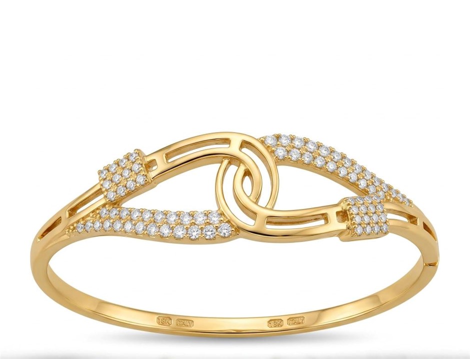 18K/Italy Gold Bonded Bangle -(stamped 18K/Italy)-Warranty Quality