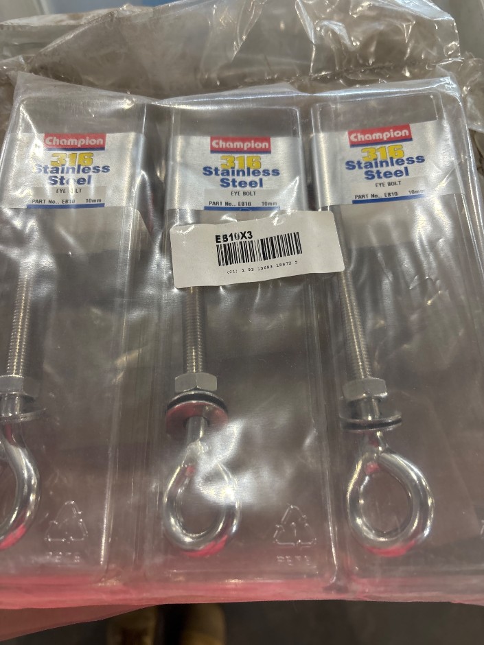 Quantity of Champion EB10 Eye Bolts, x9 Tubs