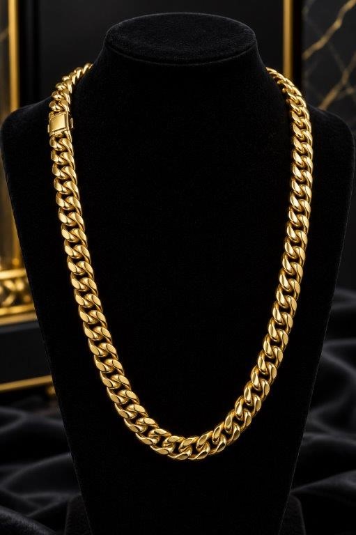 Men’s Luxury Miami Cuban Chain -PVD Gold Plated Stainless Steel-60cm