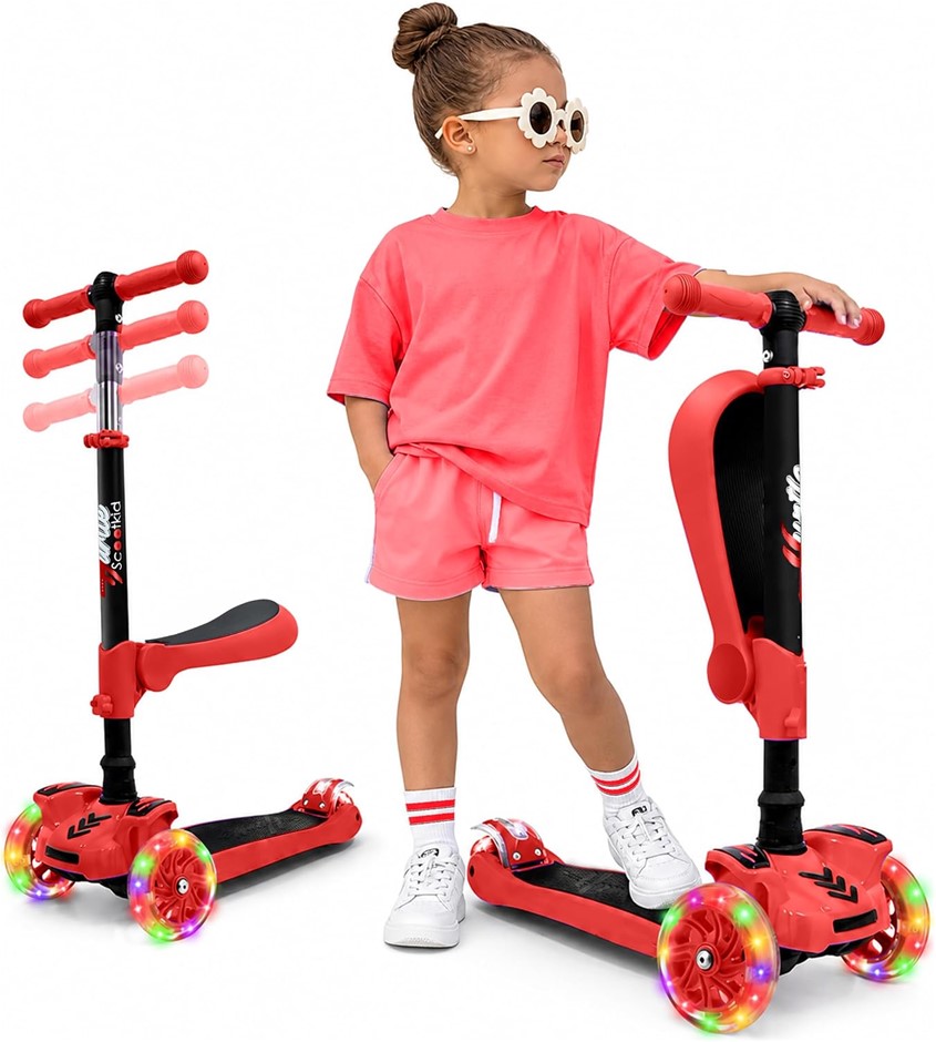 HURTLE 3-Wheeled Scooter for Kids - Wheel LED Lights