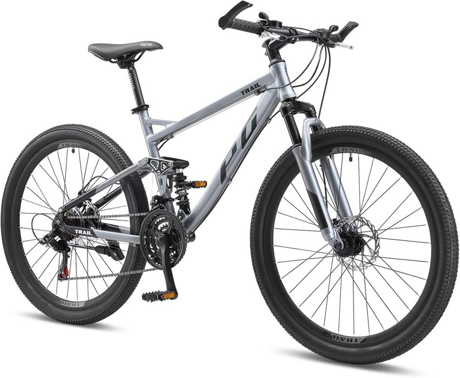 PROGEAR Trail Dual Suspension 26 inch Mountain Bike. NB: Damaged box.