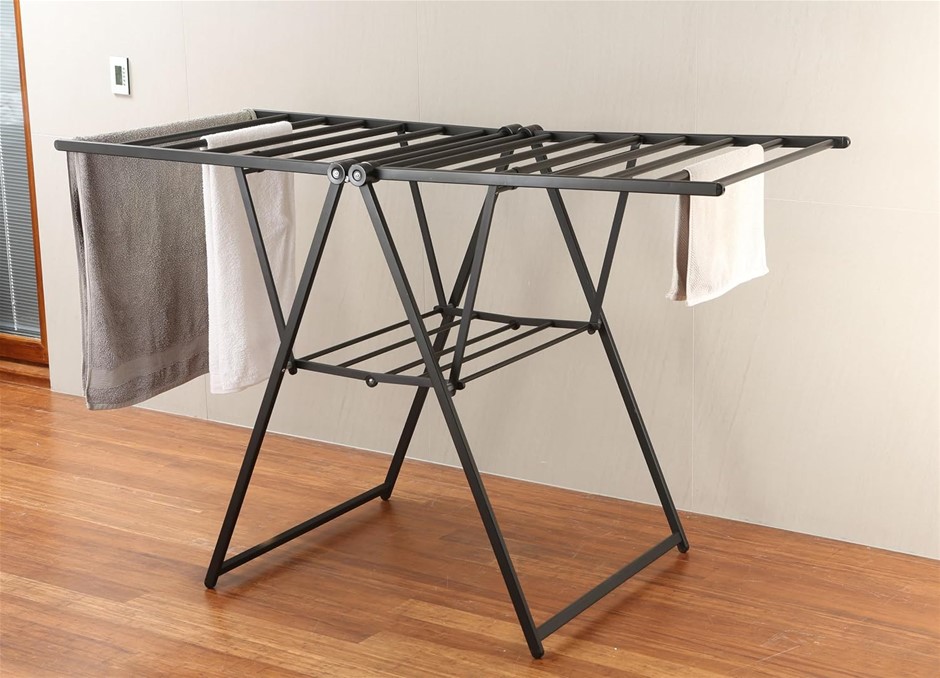 L.T. WILLIAMS Aluminium Collapsible Clothes Airer, 20 Rail, Black