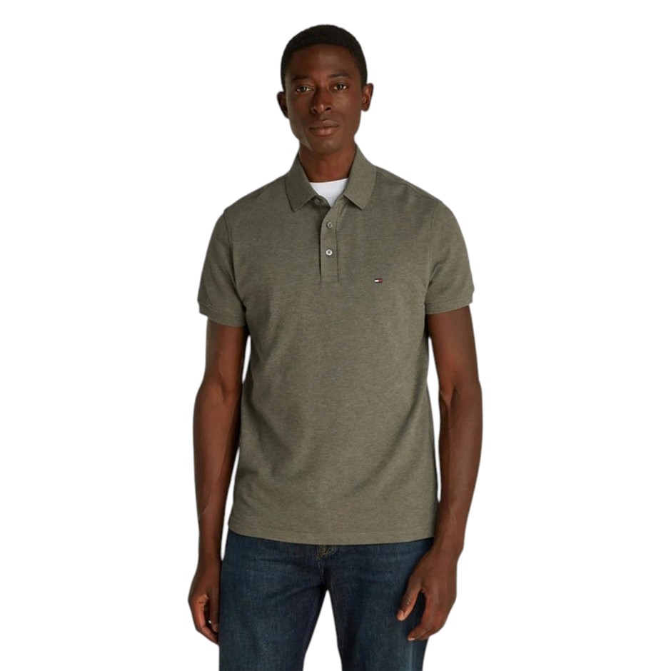 TOMMY HILFIGER Men's SF Polo, Size M, 97% Cotton, Utility Olive Heather (MR
