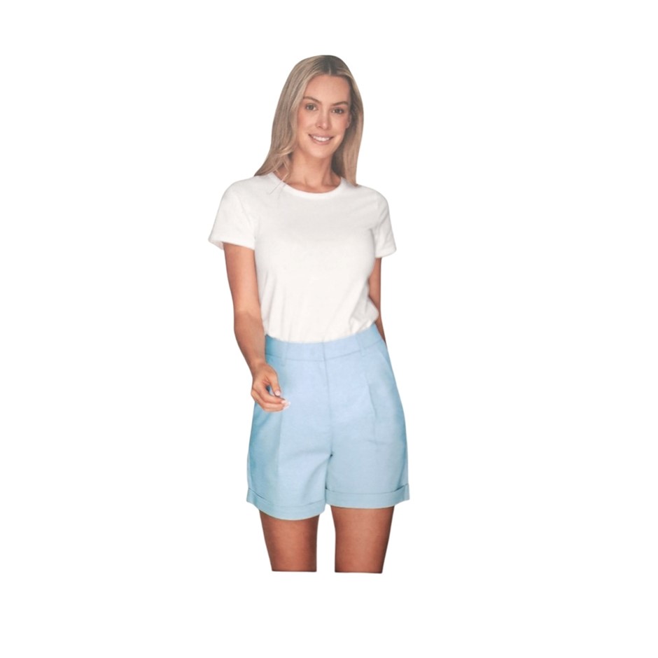 ADVENT Women's Tailor Pleated Shorts, Size L, Forever Blue. Buyers Note -