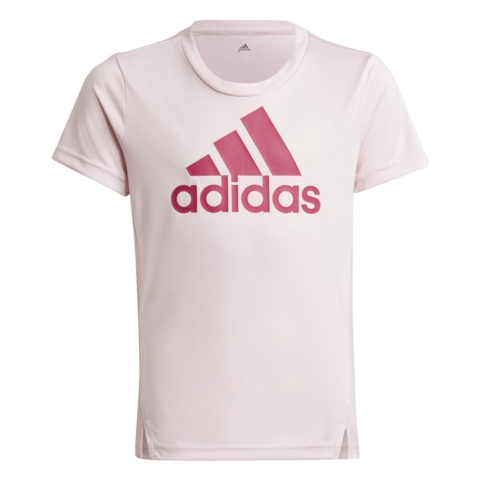 ADIDAS Girl's ESS Big Logo Tee, Size 5-6Y, 100% Polyester, Cloud Pink/Terem