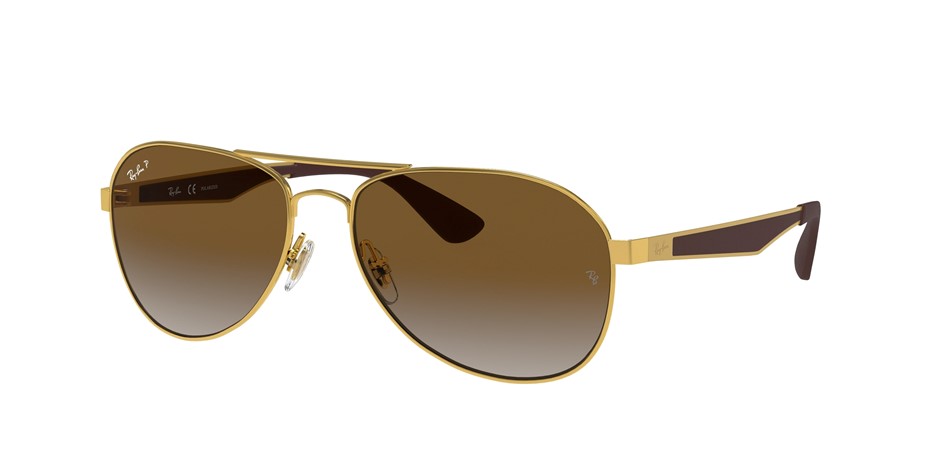 RAY-BAN Aviator Polarized Sunglasses, 58-16-145, RB3549 001/T5, Polished Ar