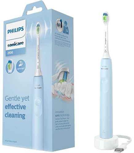 PHILIPS Sonicare 2100 Electric Toothbrush, Light Blue, HX3651/32. NB: damag