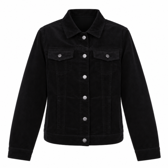 BUFFALO DAVID BITTON Women's Corduroy Jacket, Size M, 98% Cotton, Black.