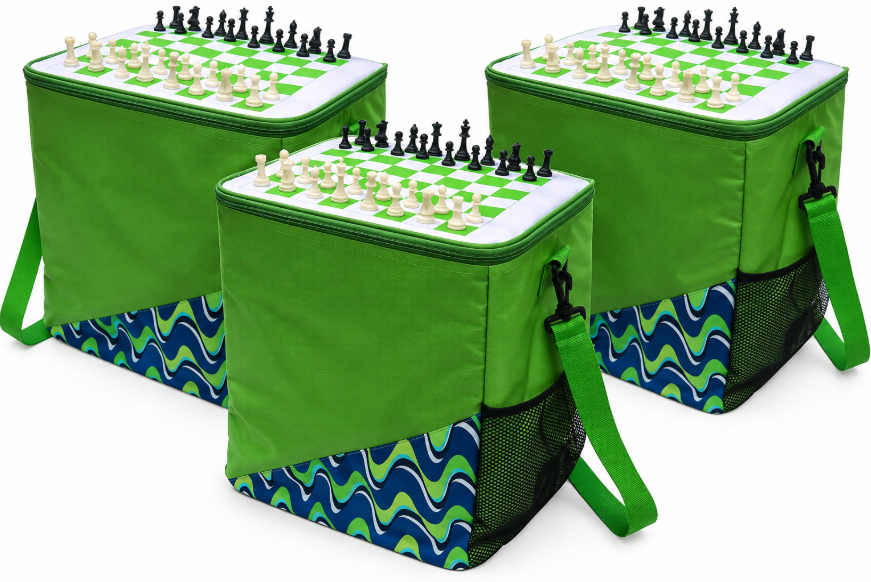 3x Insulated Picnic Cooler Bag Chess Board Top 30x30x38cm, XL