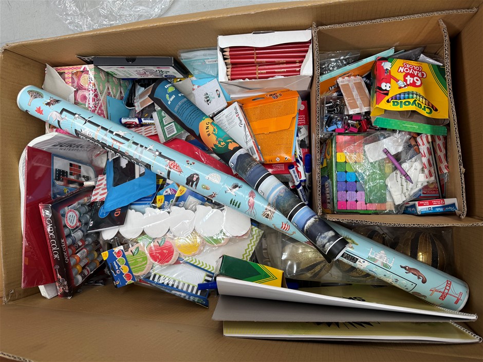 Assorted Box of Arts & Crafts Items incl: Paint, Pencils, Crayons, Sketchin