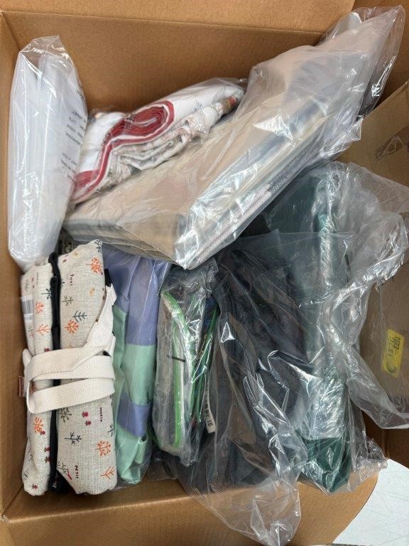 Assorted Box of Bags and Cloths incl: Side bags, Tote bags and more.  NB: I