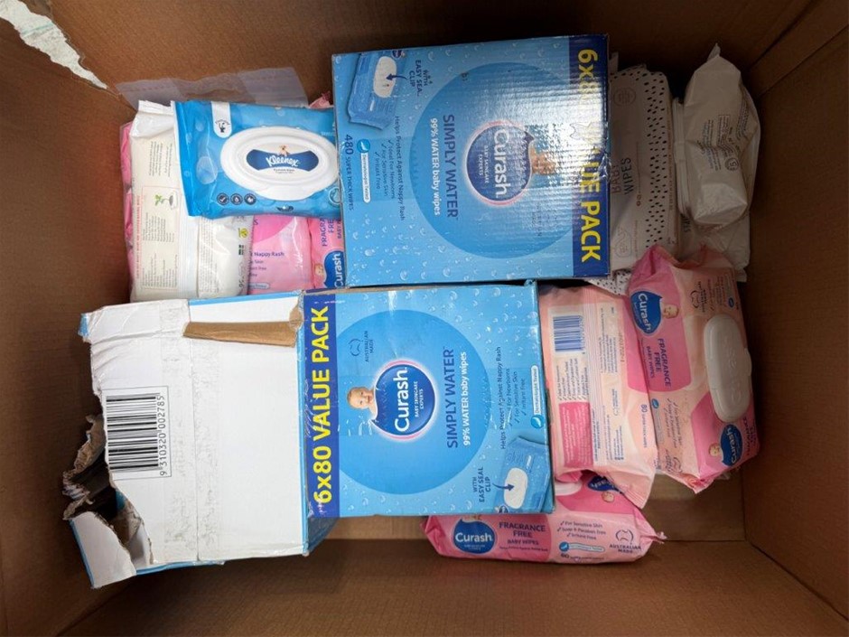 Assorted Box of Baby Wipes. NB: May have damaged packaging. Important No