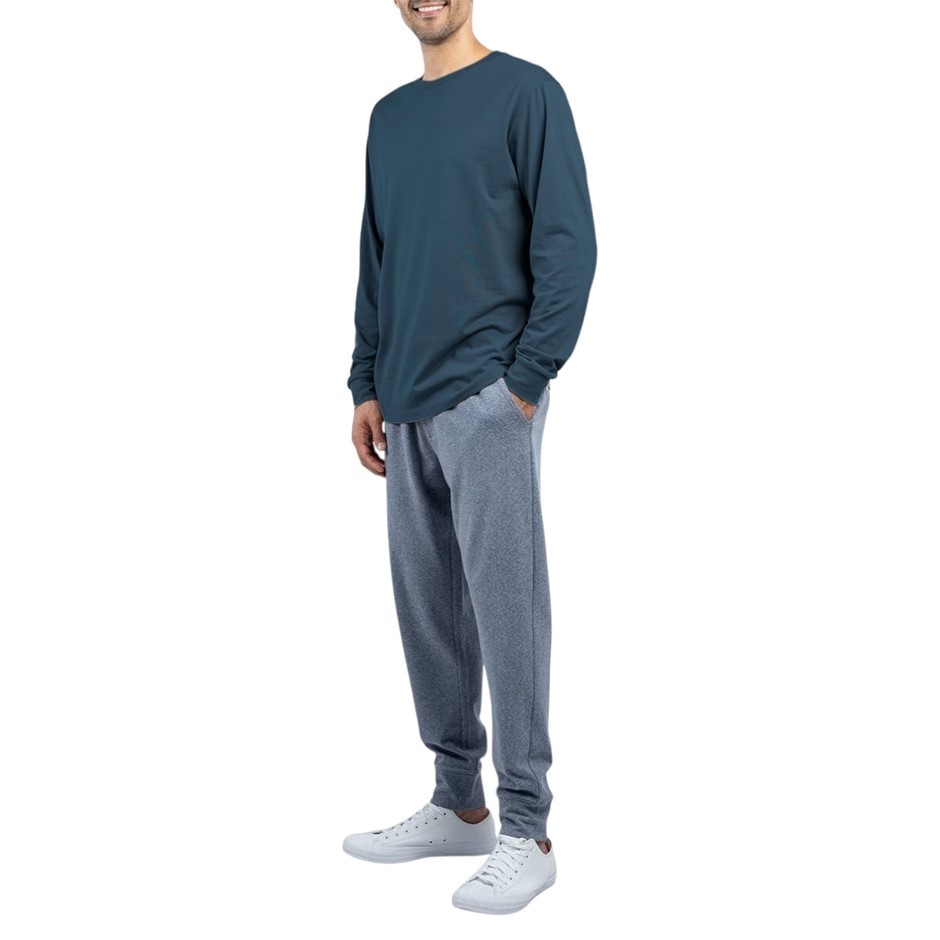 JACHS Men's 2-Piece Crewneck + Lounge Pant Set, Size 2XL, Blue/Grey.