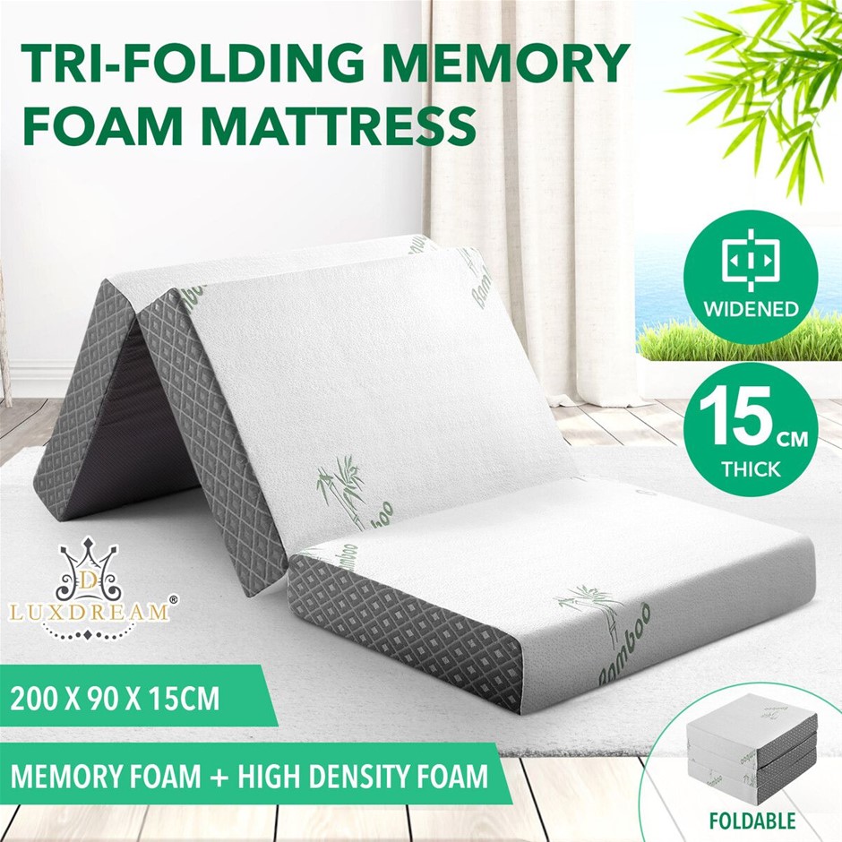 Trifold Foam Mattress Portable Camping Sleep Mat with Washable Bamboo Cover