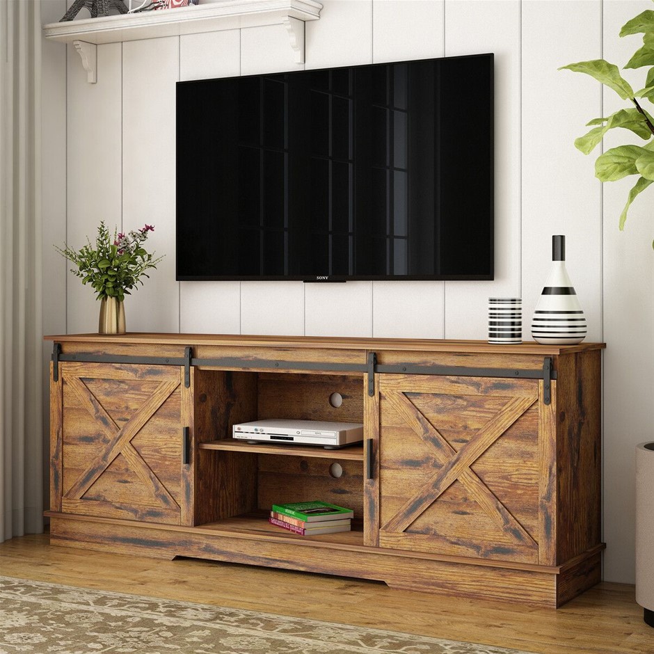 Farmhouse TV Console Cabinet Entertainment Unit Storage Sideboard