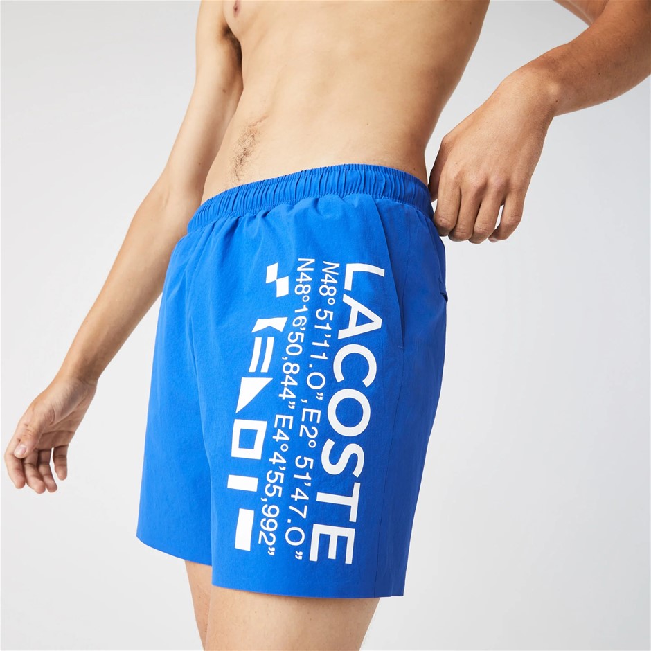 Lacoste Men's Active Sailing Swim Short, Blue, X-Large