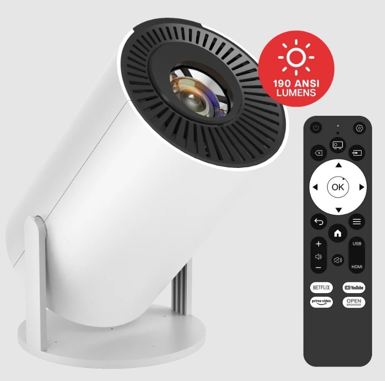 AIWA Smart LED Projector 720p HD with Bluetooth, WiFi & Streaming Apps – 19