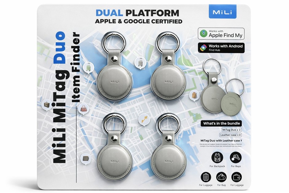 MILI MiTag Duo Item Finder, Dual Finder Apple & Google Platform, 4 Pieces N